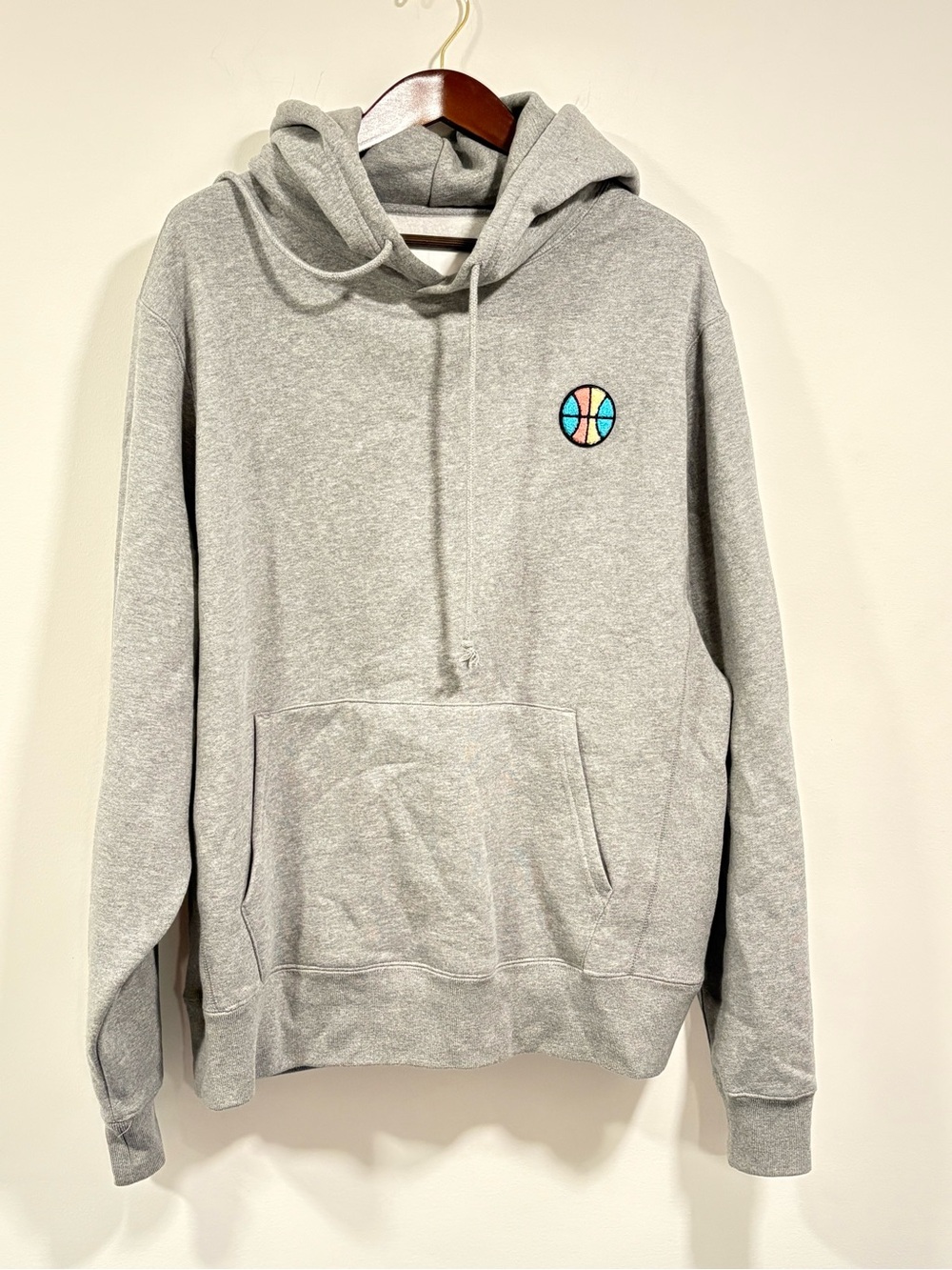 Local Hoops Logo Embroidered Heather Grey Hoodie - NWOT Size XL